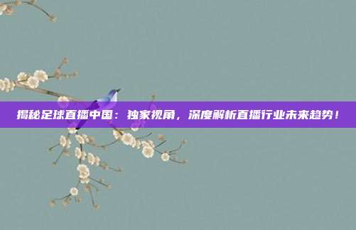 揭秘足球直播中国：独家视角，深度解析直播行业未来趋势！