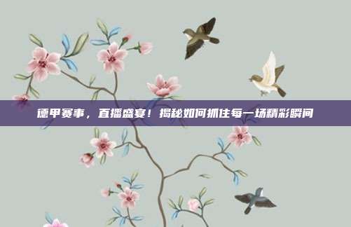 德甲赛事，直播盛宴！揭秘如何抓住每一场精彩瞬间