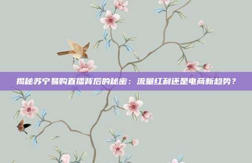 揭秘苏宁易购直播背后的秘密:流量红利还是电商新趋势?