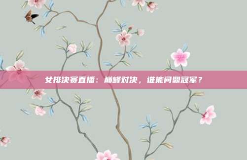 女排决赛直播：巅峰对决，谁能问鼎冠军？