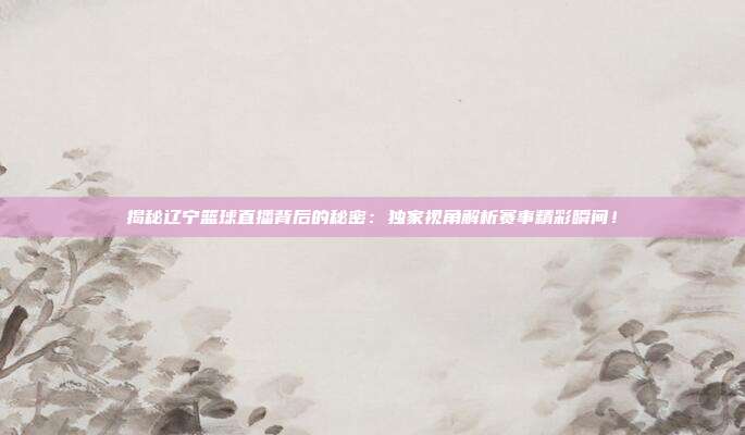 揭秘辽宁篮球直播背后的秘密:独家视角解析赛事精彩瞬间!