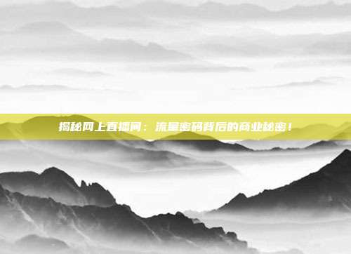 揭秘网上直播间：流量密码背后的商业秘密！