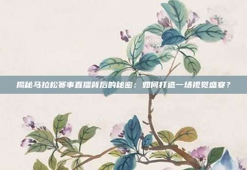 揭秘马拉松赛事直播背后的秘密:如何打造一场视觉盛宴?