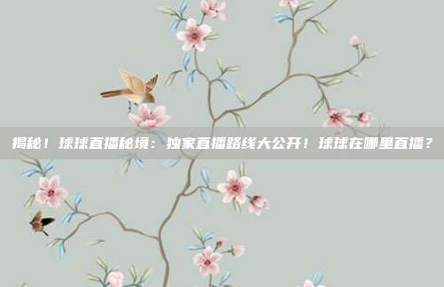 揭秘！球球直播秘境：独家直播路线大公开！球球在哪里直播？