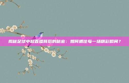 揭秘足球中超直播背后的秘密：如何抓住每一场精彩瞬间？