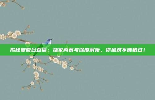揭秘安徽台直播：独家内幕与深度解析，你绝对不能错过！