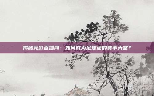揭秘竞彩直播网：如何成为足球迷的赛事天堂？