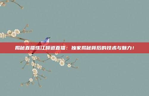 揭秘直播珠江频道直播：独家揭秘背后的技术与魅力！
