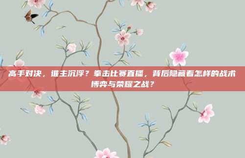 高手对决，谁主沉浮？拳击比赛直播，背后隐藏着怎样的战术博弈与荣耀之战？