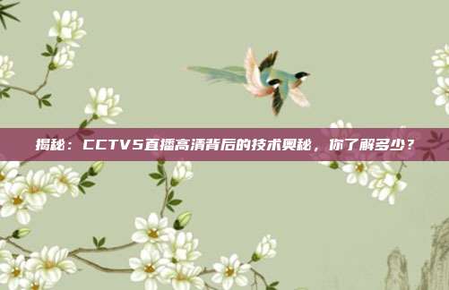 揭秘：CCTV5直播高清背后的技术奥秘，你了解多少？