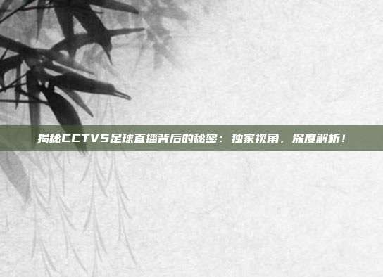 揭秘CCTV5足球直播背后的秘密：独家视角，深度解析！