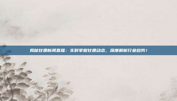 揭秘甘肃新闻直播:实时掌握甘肃动态,深度解析行业趋势!