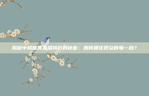 揭秘中超体育直播背后的秘密：如何抓住观众的每一秒？