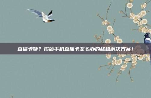 直播卡顿？揭秘手机直播卡怎么办的终极解决方案！