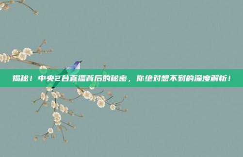 揭秘!中央2台直播背后的秘密,你绝对想不到的深度解析!