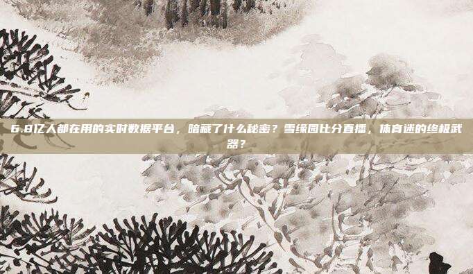 6.8亿人都在用的实时数据平台，暗藏了什么秘密？雪缘园比分直播，体育迷的终极武器？