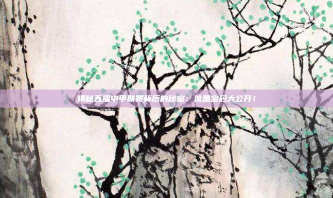 揭秘直播中甲联赛背后的秘密：流量密码大公开！