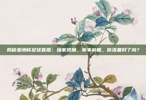 揭秘亚洲杯足球直播：独家视角，赛事前瞻，你准备好了吗？
