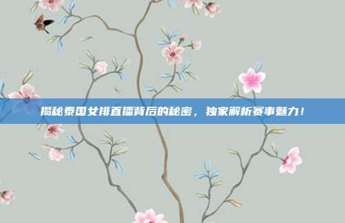 揭秘泰国女排直播背后的秘密,独家解析赛事魅力!