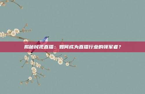 揭秘民视直播：如何成为直播行业的领军者？