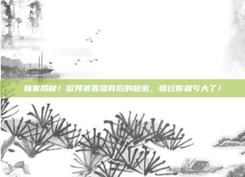独家揭秘!欧预赛直播背后的秘密,错过你就亏大了!