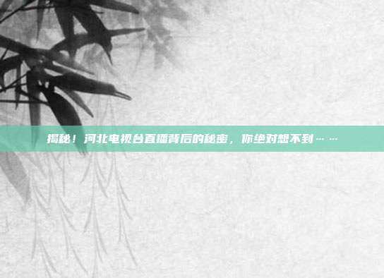 揭秘！河北电视台直播背后的秘密，你绝对想不到……