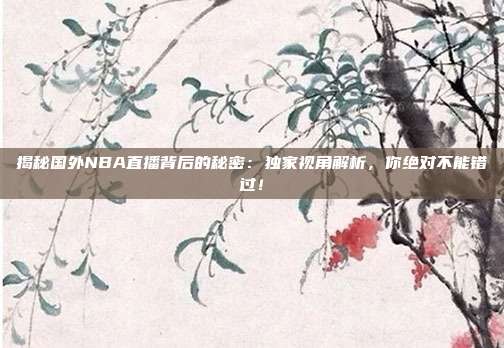 揭秘国外NBA直播背后的秘密:独家视角解析,你绝对不能错过!