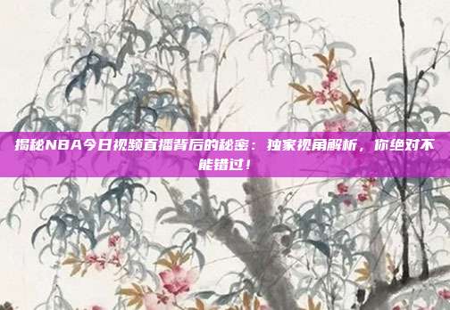揭秘NBA今日视频直播背后的秘密：独家视角解析，你绝对不能错过！