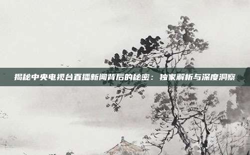 揭秘中央电视台直播新闻背后的秘密：独家解析与深度洞察