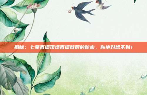 揭秘:七星直播现场直播背后的秘密,你绝对想不到!