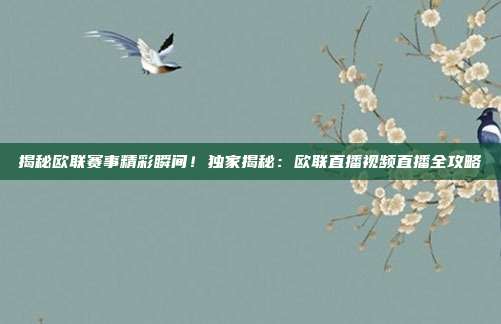 揭秘欧联赛事精彩瞬间！独家揭秘：欧联直播视频直播全攻略