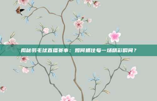 揭秘羽毛球直播赛事：如何抓住每一场精彩瞬间？
