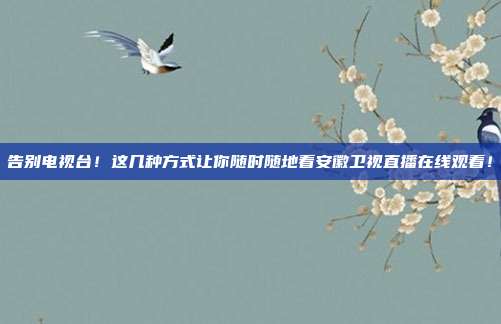 告别电视台！这几种方式让你随时随地看安徽卫视直播在线观看！