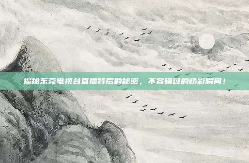 揭秘东莞电视台直播背后的秘密，不容错过的精彩瞬间！
