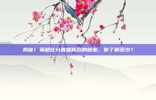 揭秘!英超比分直播背后的秘密,你了解多少?