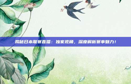 揭秘日本联赛直播:独家视角,深度解析赛事魅力!