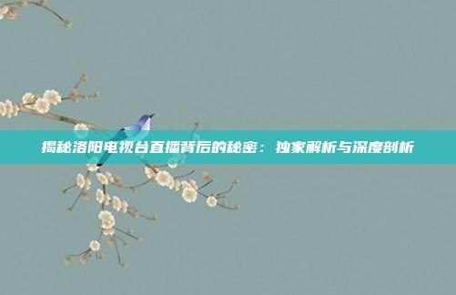 揭秘洛阳电视台直播背后的秘密：独家解析与深度剖析