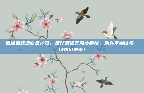 揭秘足球迷必备神器！足球直播表深度解析，助你不错过每一场精彩赛事！