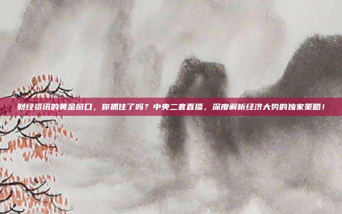 财经资讯的黄金窗口，你抓住了吗？中央二套直播，深度解析经济大势的独家策略！