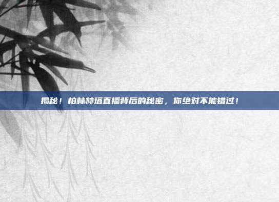 揭秘!柏林赫塔直播背后的秘密,你绝对不能错过!
