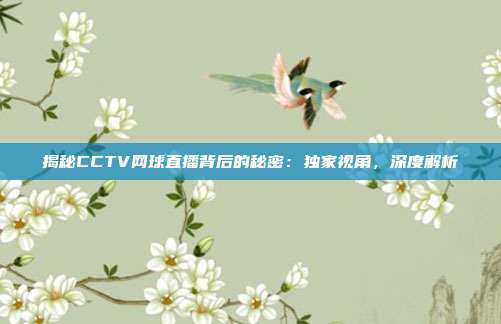 揭秘CCTV网球直播背后的秘密：独家视角，深度解析
