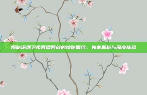 揭秘深圳卫视直播回放的神秘面纱：独家解析与深度体验