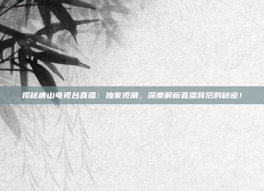揭秘唐山电视台直播:独家视角,深度解析直播背后的秘密!
