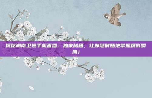 揭秘湖南卫视手机直播：独家秘籍，让你随时随地掌握精彩瞬间！