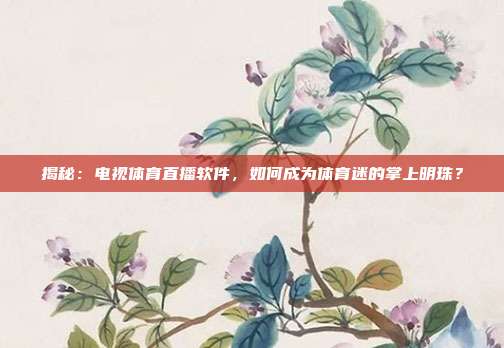揭秘:电视体育直播软件,如何成为体育迷的掌上明珠?