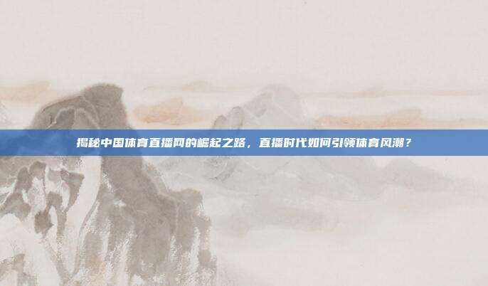 揭秘中国体育直播网的崛起之路,直播时代如何引领体育风潮?