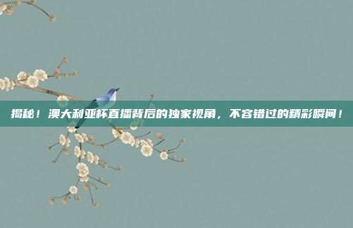揭秘！澳大利亚杯直播背后的独家视角，不容错过的精彩瞬间！