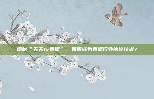 揭秘“天天tv直播”：如何成为直播行业的佼佼者？