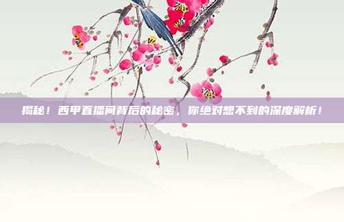 揭秘！西甲直播间背后的秘密，你绝对想不到的深度解析！