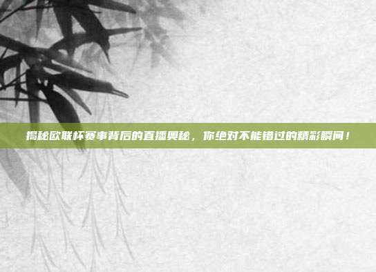 揭秘欧联杯赛事背后的直播奥秘，你绝对不能错过的精彩瞬间！